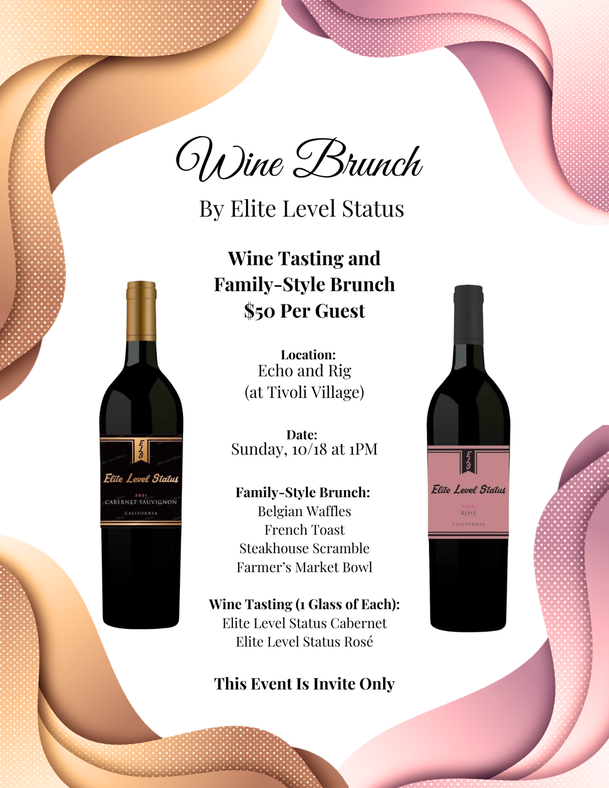 Oct 18: Wine Tasting & Family-Style Brunch at Echo & Rig